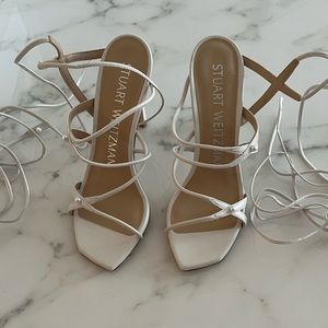 Stuart Weitzman Astrid White Wrap Heels